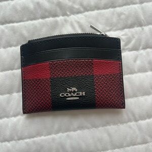 Coach Black and Red Checkered Card Holder